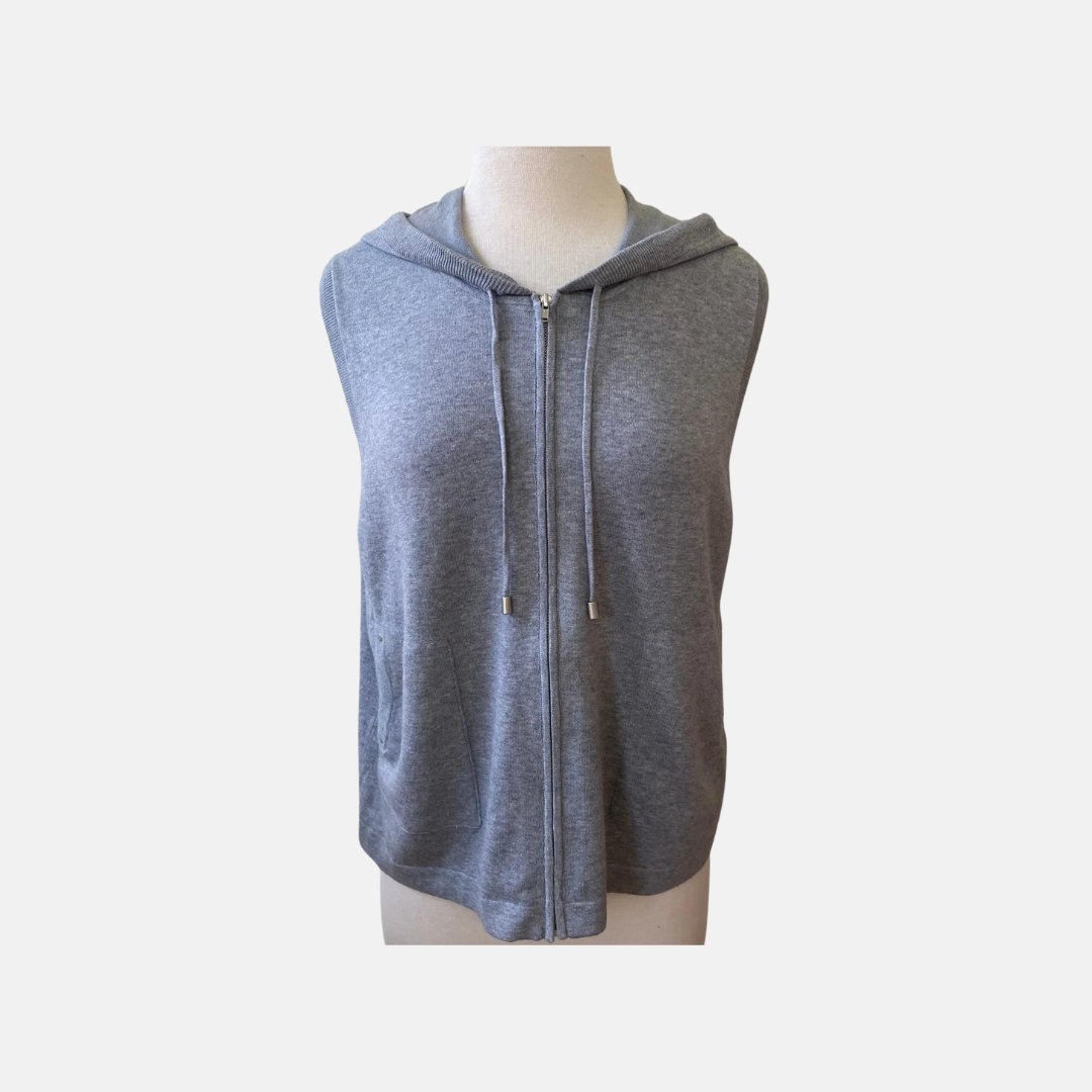 Grey Hoodie Zip Up Vest - The Posh Loft