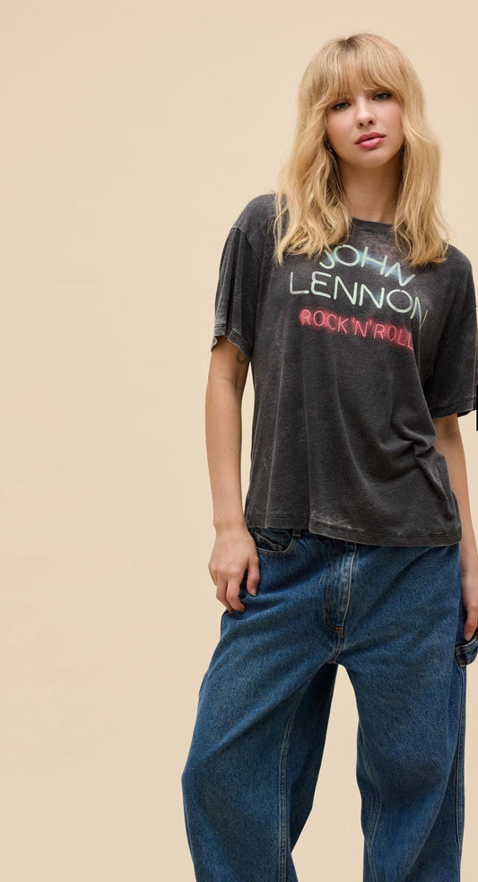 John Lennon Rock ‘n’ Roll Burnout Boyfriend Tee - The Posh Loft
