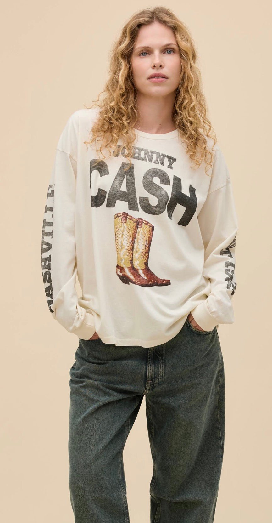 Johnny Cash 1932 Boots Merch Long Sleeve Tee - The Posh Loft