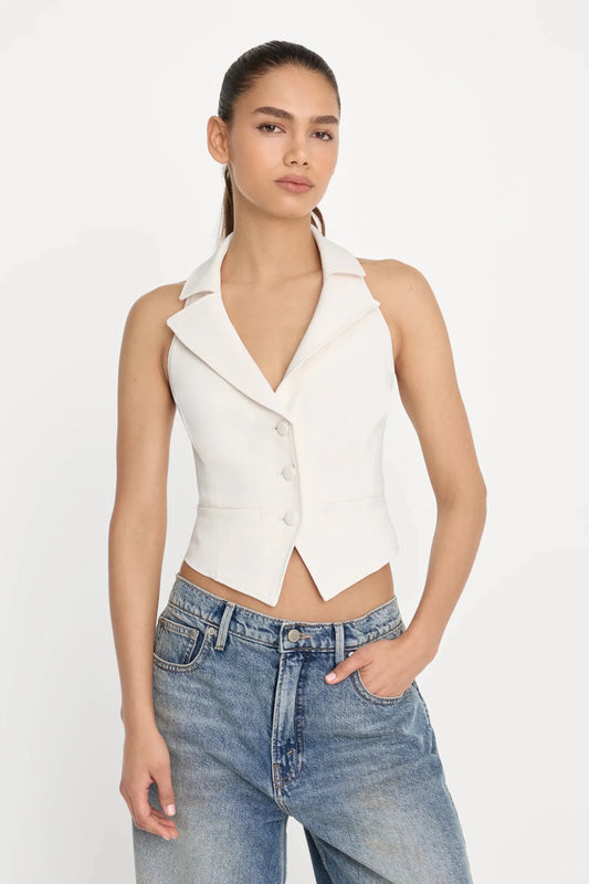 Luxe Suiting Halter Vest - The Posh Loft