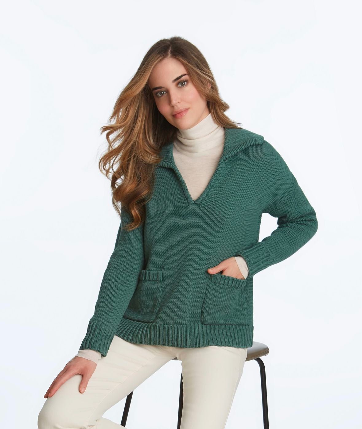 Pine Johnny Collar Sweater - The Posh Loft