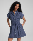 Load image into Gallery viewer, Poplin Smocked Mini Shirt Dress - The Posh Loft
