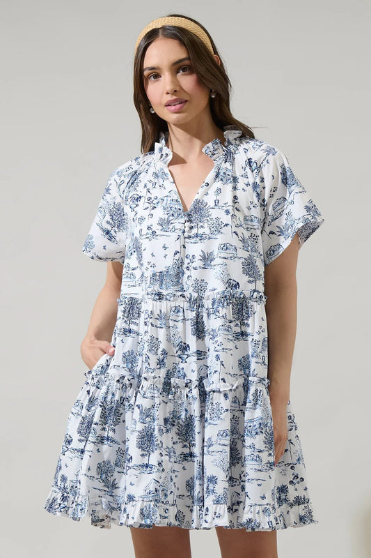 Renzo Toile Pallas Poplin Tiered Mini Dress - The Posh Loft