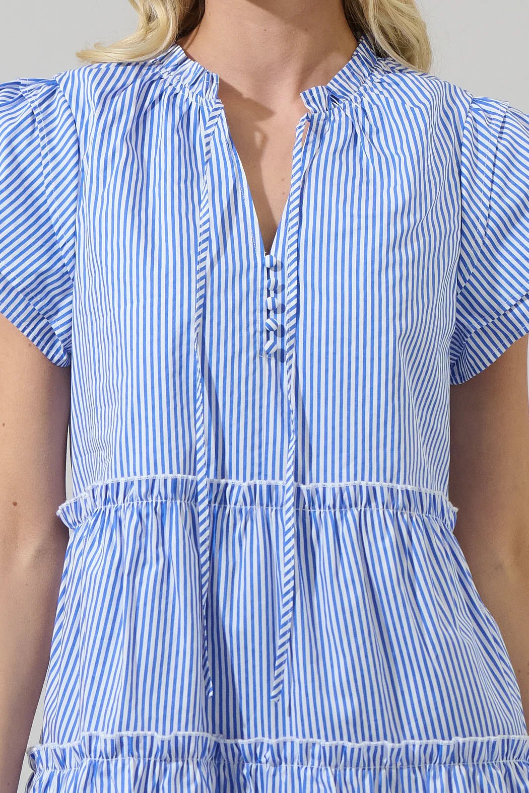 Sherah Striped Empire Tiered Mini Dress - The Posh Loft