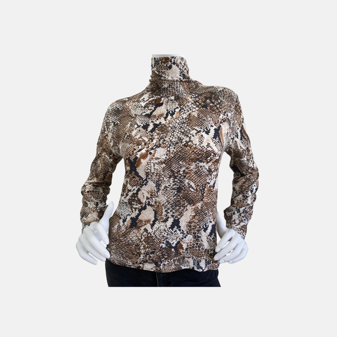 Snakeskin Mock Neck Top - The Posh Loft