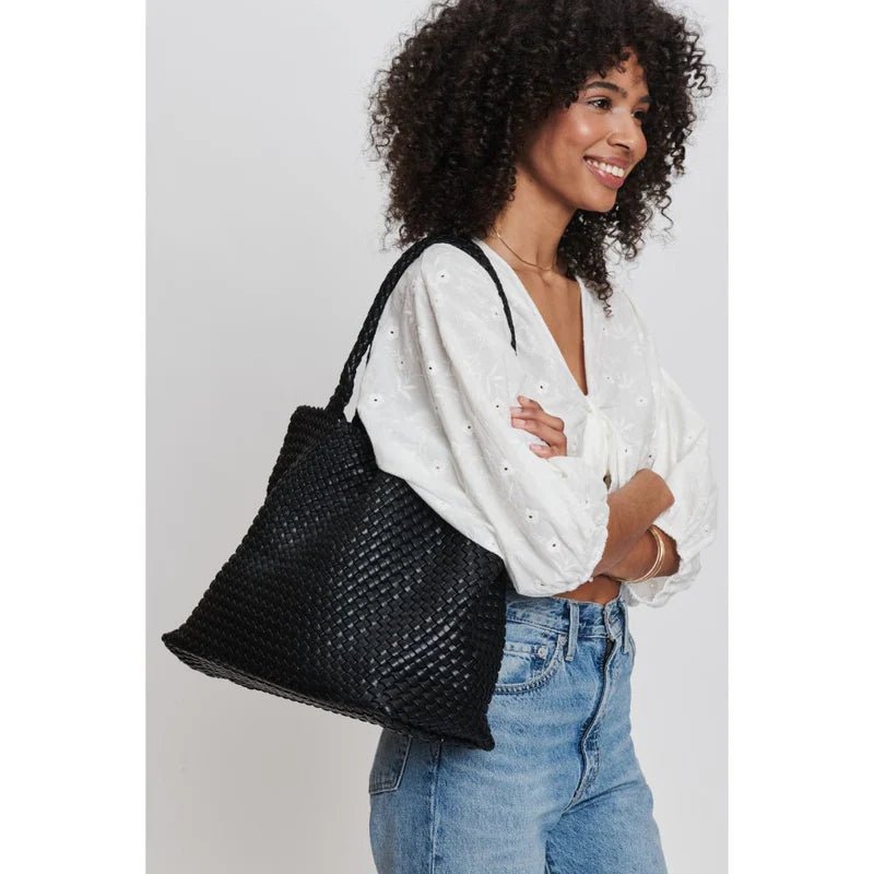 Solana Woven Vegan Leather Tote - The Posh Loft