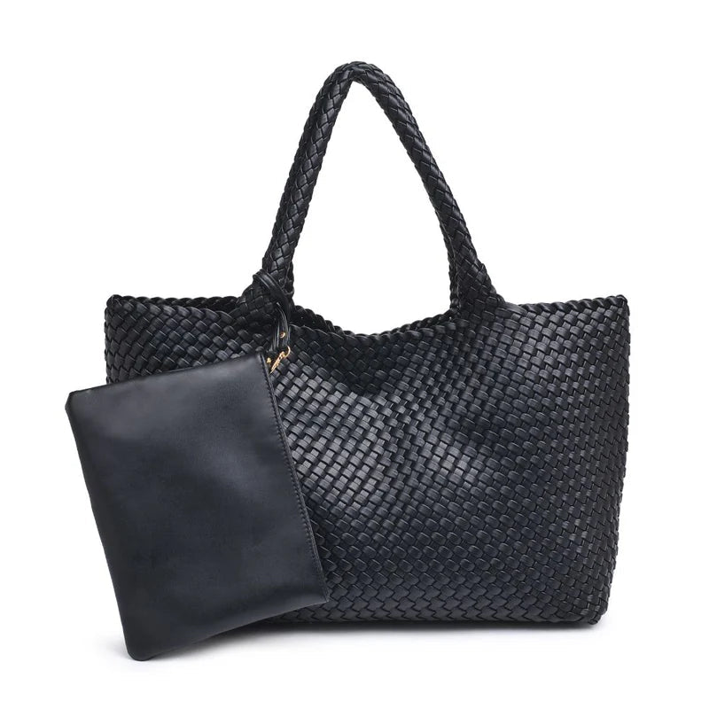 Solana Woven Vegan Leather Tote - The Posh Loft