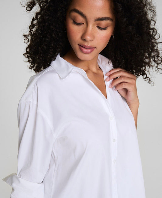 SPANX Poplin Oversized Button Up Shirt - The Posh Loft