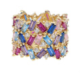 Load image into Gallery viewer, Stacie Rainbow Baguette Ring - The Posh Loft
