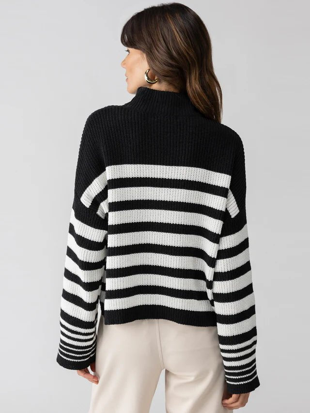 Stay Cozy Sweater Black Chalk Stripe The Posh Loft