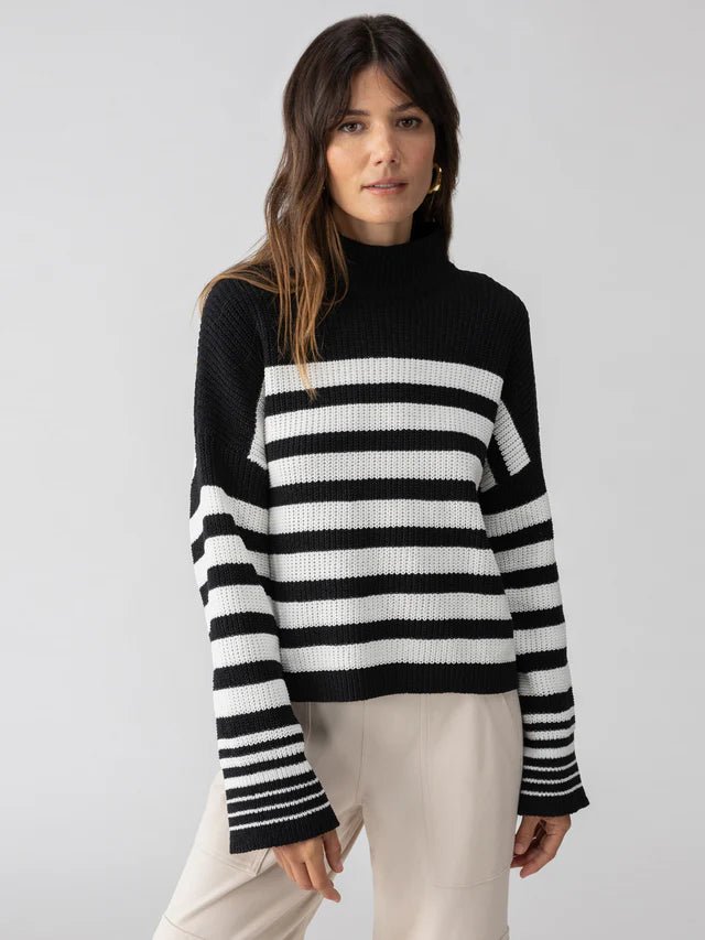 Stay Cozy Sweater Black Chalk Stripe - The Posh Loft