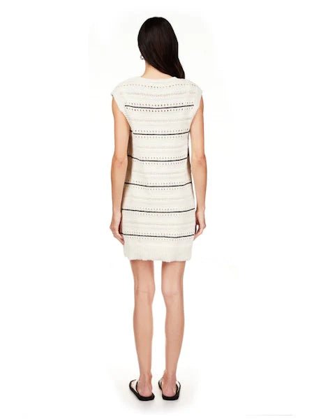 Textured Mod Mini Dress Light Oat/Black - The Posh Loft