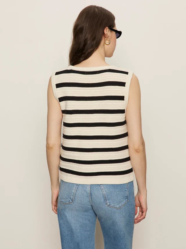 Textured Sweater Vest Macrame/Black Stripe - The Posh Loft