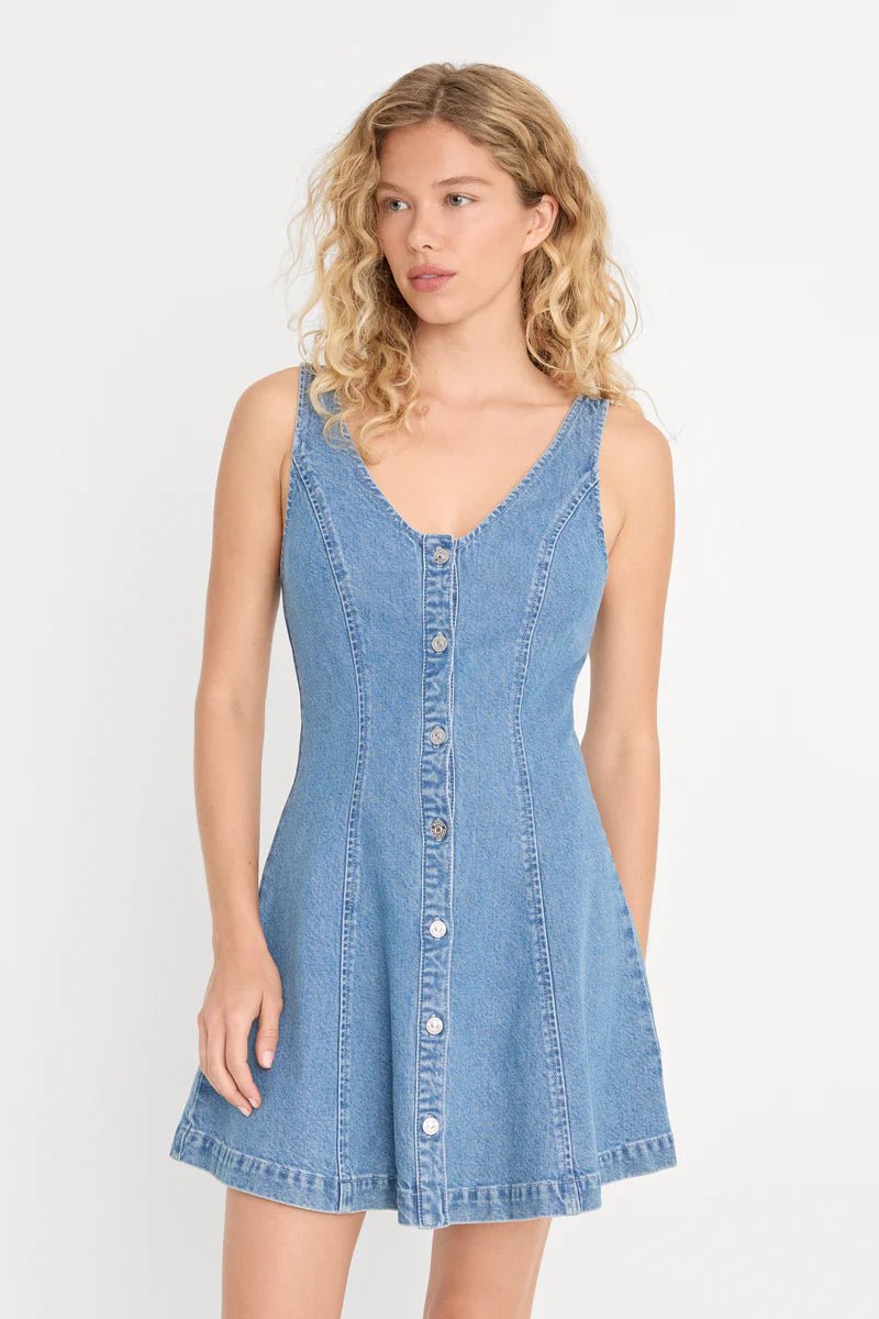 The Flouncy Denim Dress - The Posh Loft