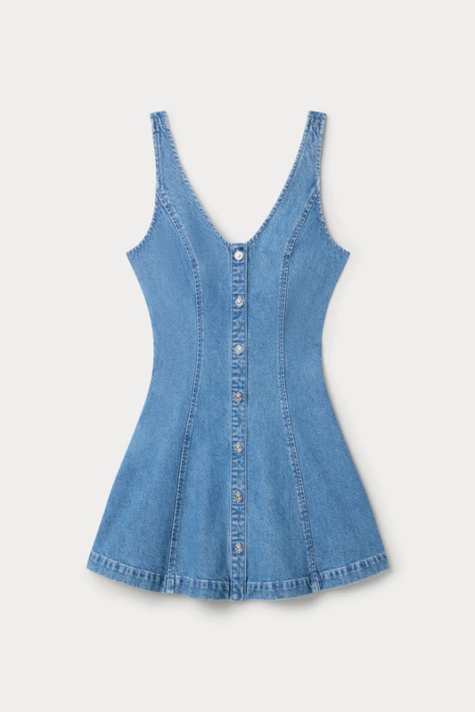 The Flouncy Denim Dress - The Posh Loft