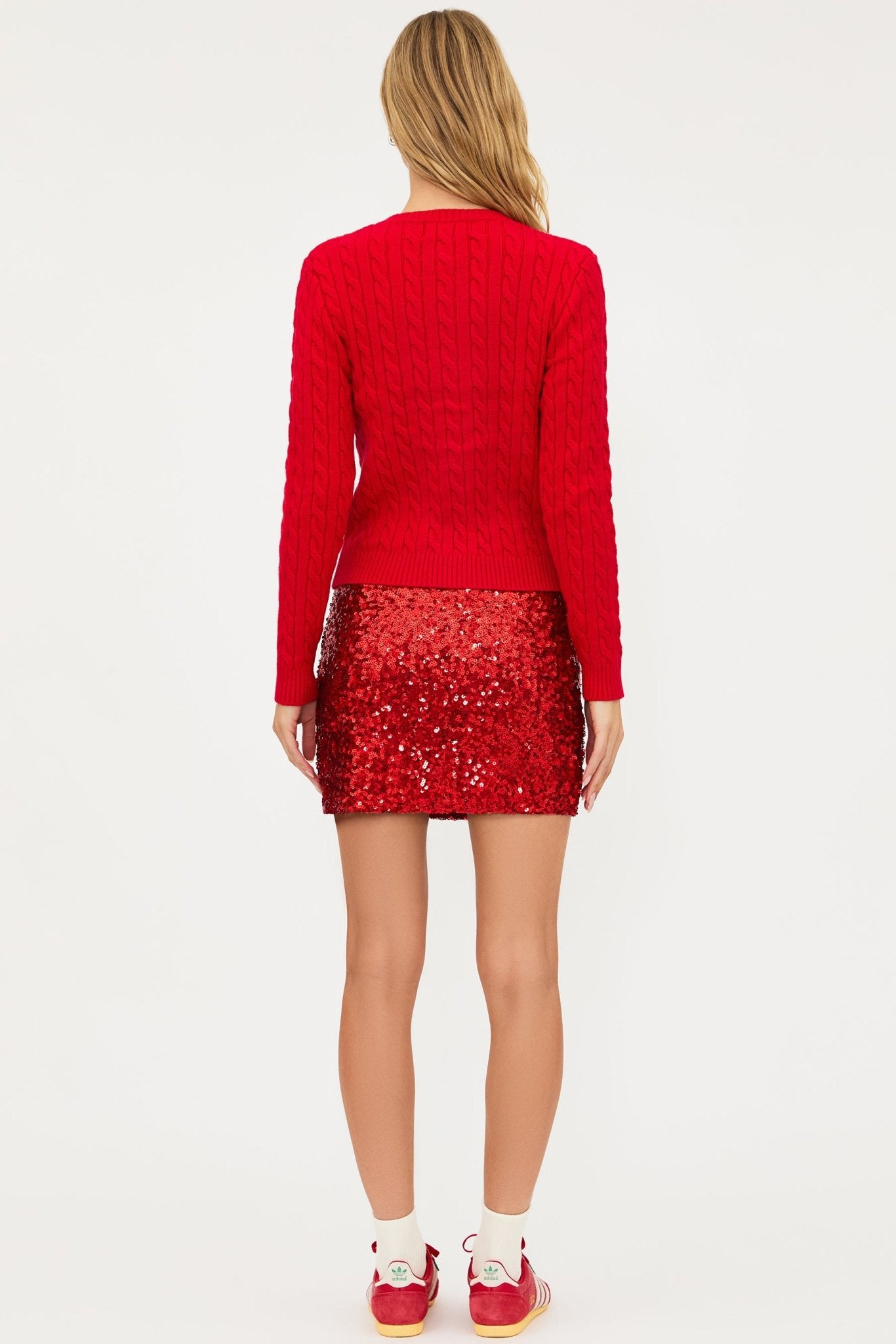 Trixie Skirt in Hot Red Sequin - The Posh Loft