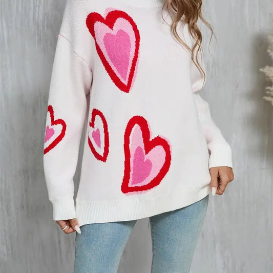 Valentine's Day Heart Peach Sweater - The Posh Loft