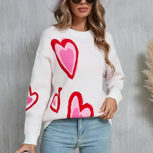 Valentine's Day Heart Peach Sweater - The Posh Loft