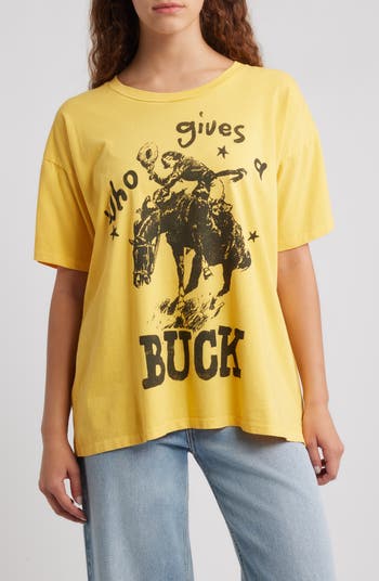 Who Gives A Buck Merch Tee in Yellow Gold - The Posh Loft