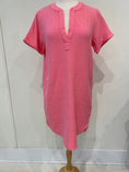 Load image into Gallery viewer, Short Sleeve Split Neck Short Dress - The Posh Loft
