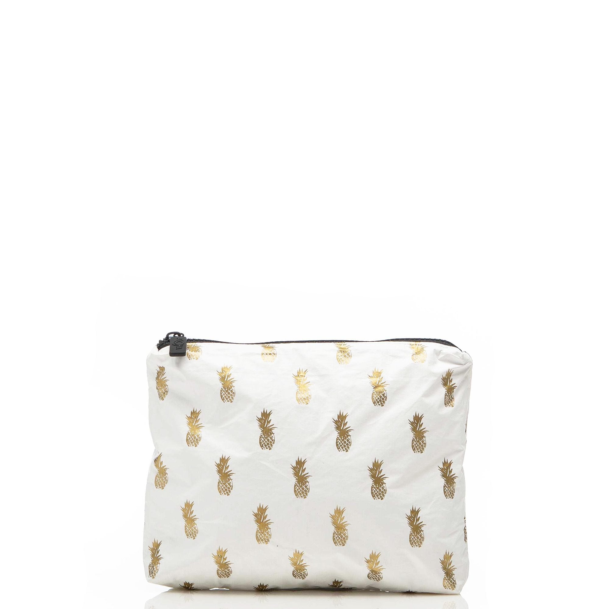 Small White Pineapple Royale Pouch in Gold - The Posh Loft