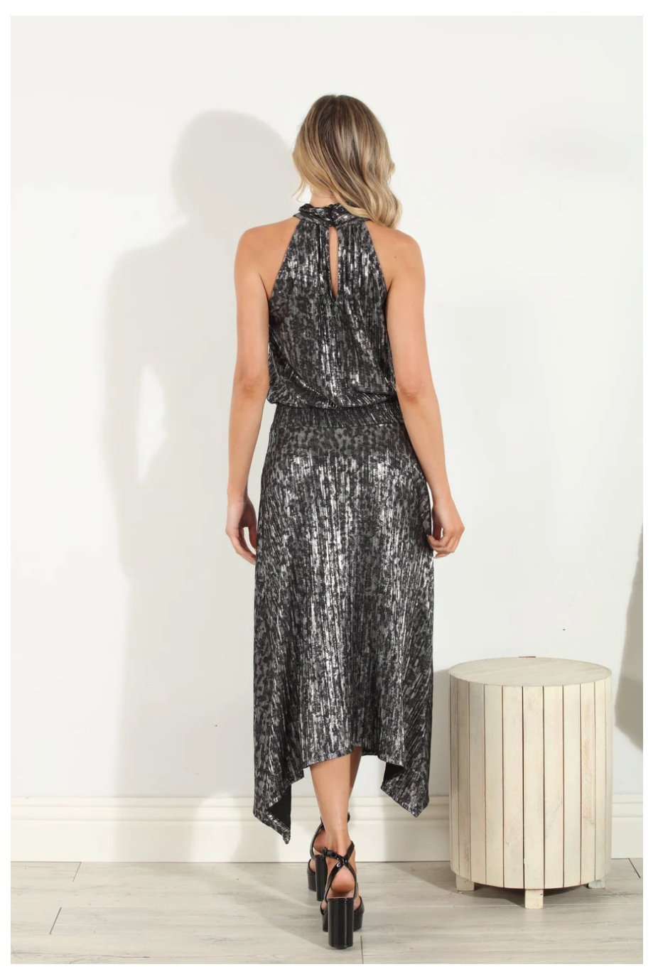 Gina Pleats Halter Maxi Dress-FINAL SALE S Gina Pleats Halter Maxi Dress-FINAL SALE S