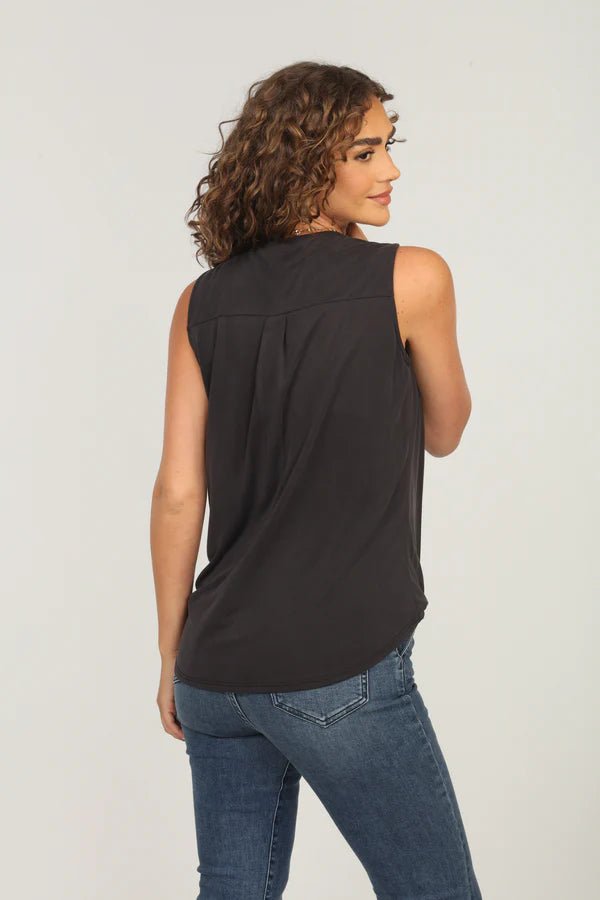 The Everyday Surplice Tank Black - The Posh Loft